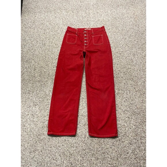 29 Levi's High-Rise Rib Cage Straight Ankle Exposed Button Fly Patch Pockets - Picture 5 of 12